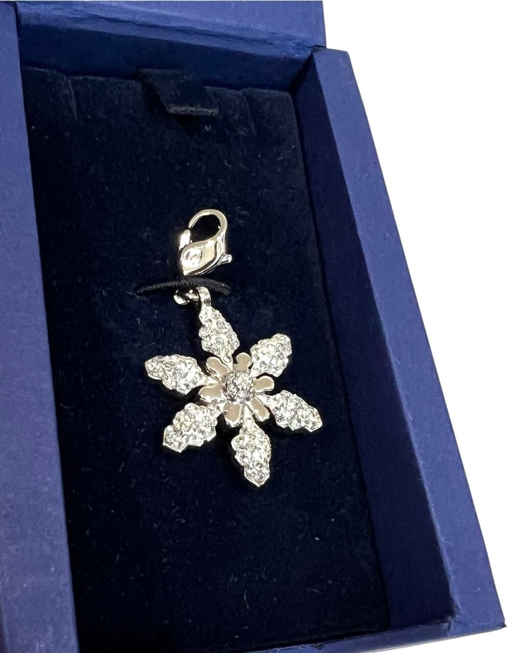 NEW Swarovski Crystal Snowflake Clip Charm -1” Silver Tone Swam Stamp